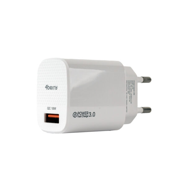 AU13  Hızlı USB Duvar Şarj Adaptörü (Başlık) 3.0A 18W - Beyaz