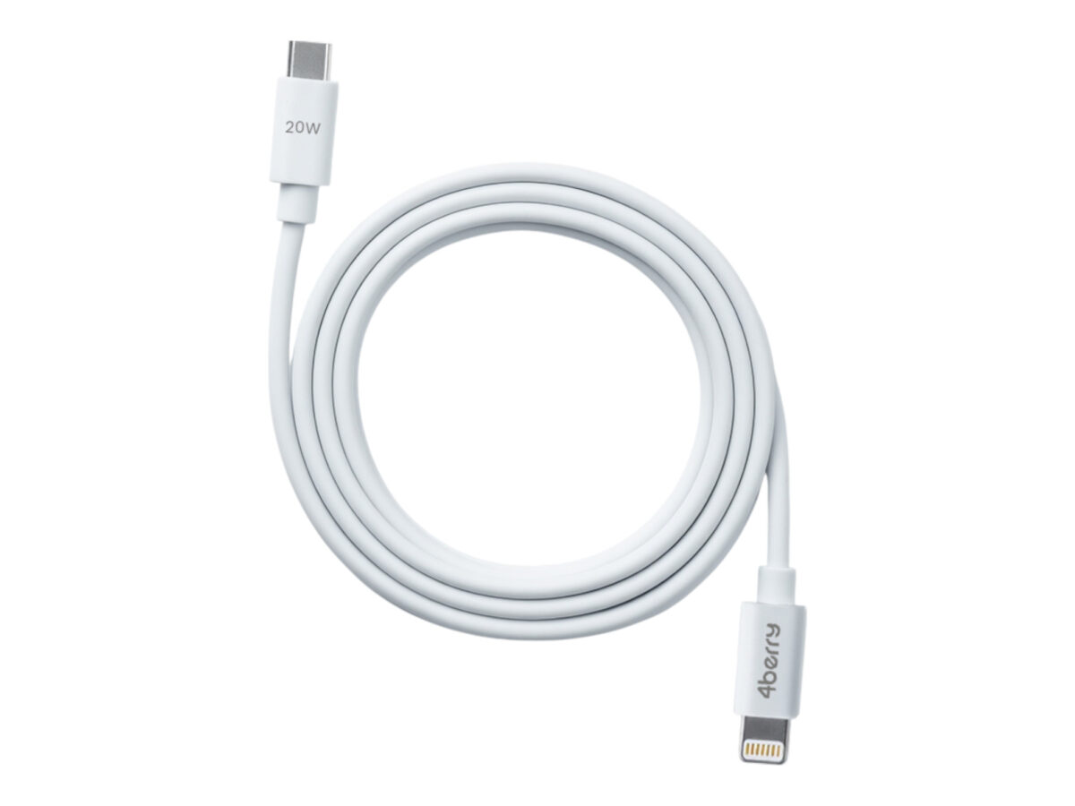 4Berry ECO-CLT Beyaz USB-C-Lightning Kablo – 1.2 m, 20 W Hızlı Şarj - Image 1