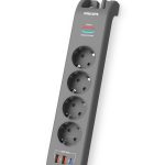 SPN4140GA Akım Korumalı Priz 4'lü + 2x Usb-A 18W + 1x Usb-C 20W - 2m Kablo - Siyah