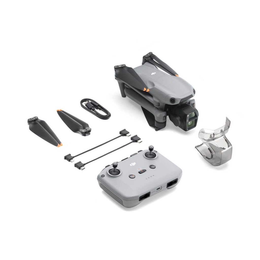 DJI Air 3S (DJI RC-N3) — kutudan çıkan tüm parçalar