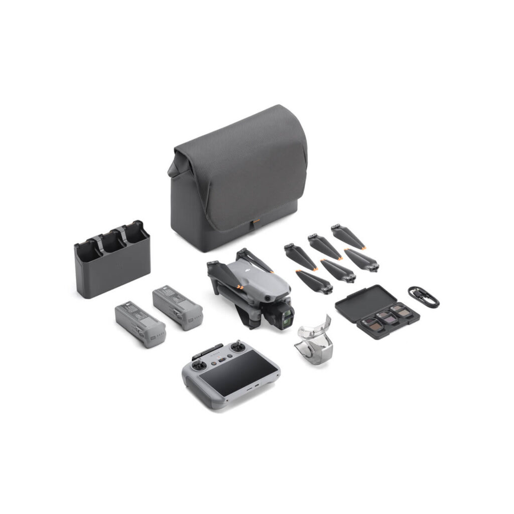 DJI Air 3S (DJI RC-N3) — kutudan çıkan tüm parçalar