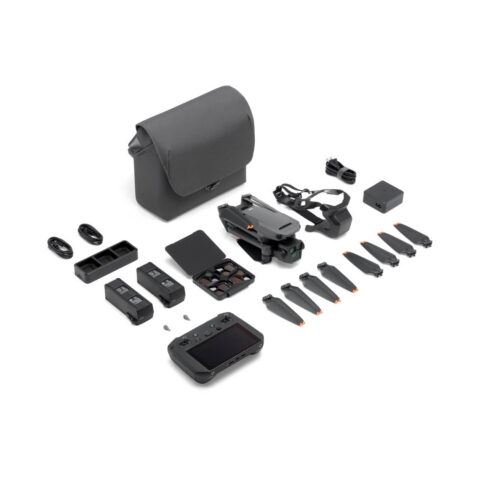 DJI Mavic 3 Pro Fly More Combo — kutudan çıkan tüm parçalar ve omuz çantası