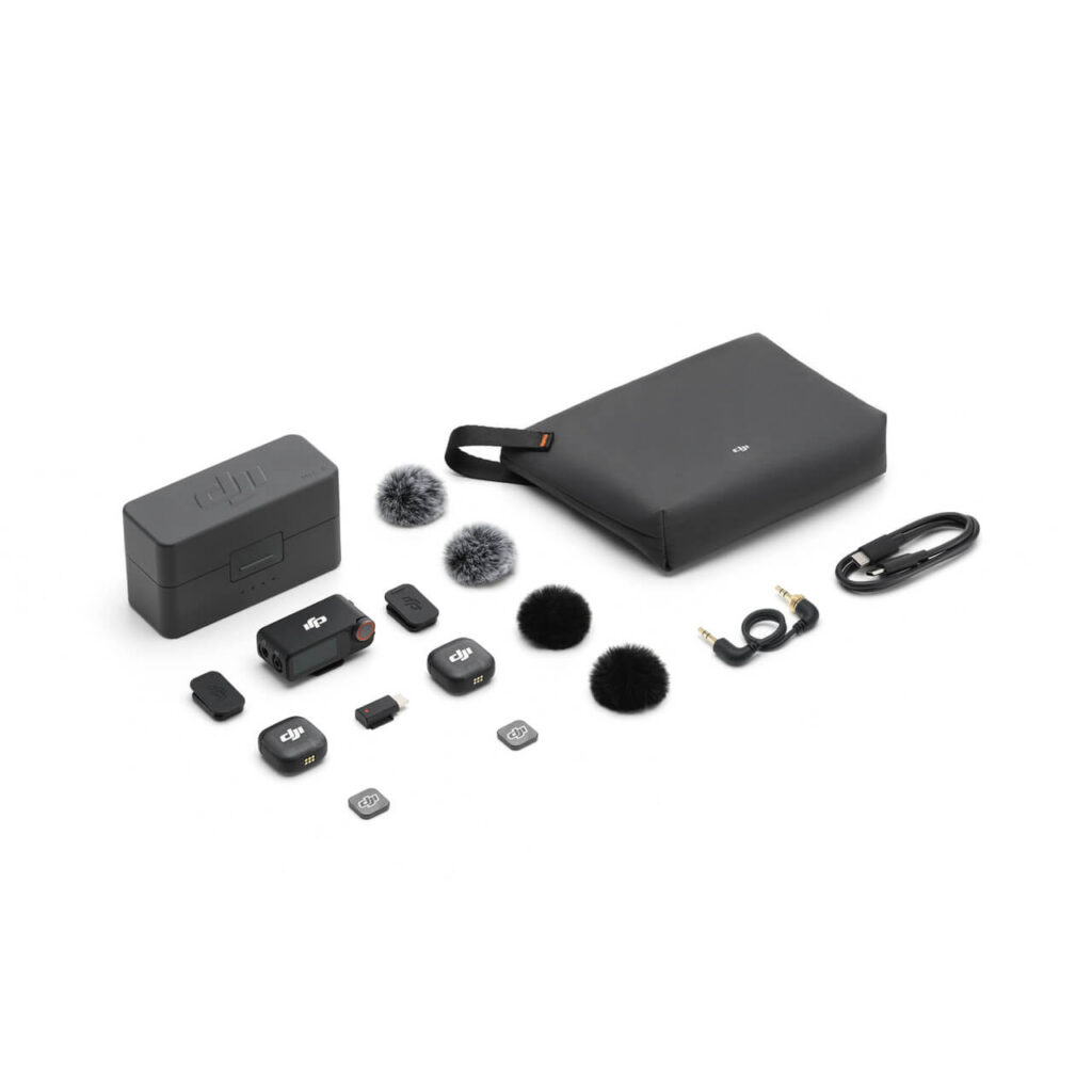 DJI Mic 3 — kutudan çıkan tüm parçalar