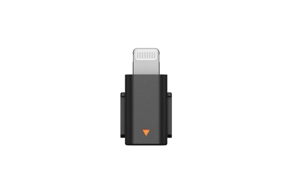 DJI Mic Mini Telefon Adaptörü (Lightning) — Lightning fişi ve hizalama işareti
