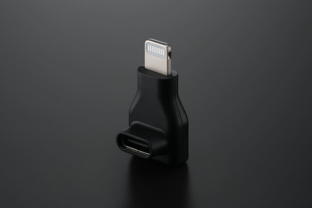 DJI Mic Serisi Mobil Alıcı Adaptörü — USB-C girişi ve Lightning fişi