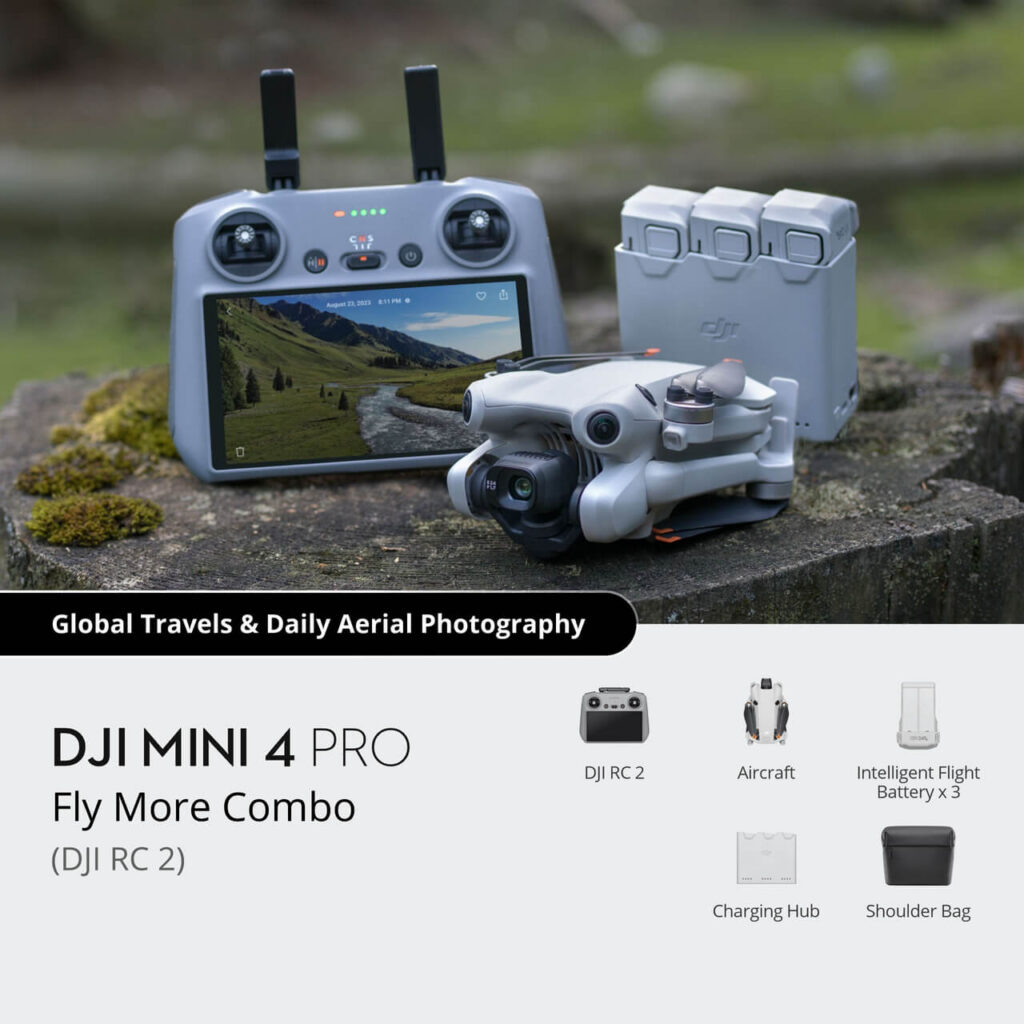 DJI Mini 4 Pro Fly More Combo (DJI RC 2) — set içeriği