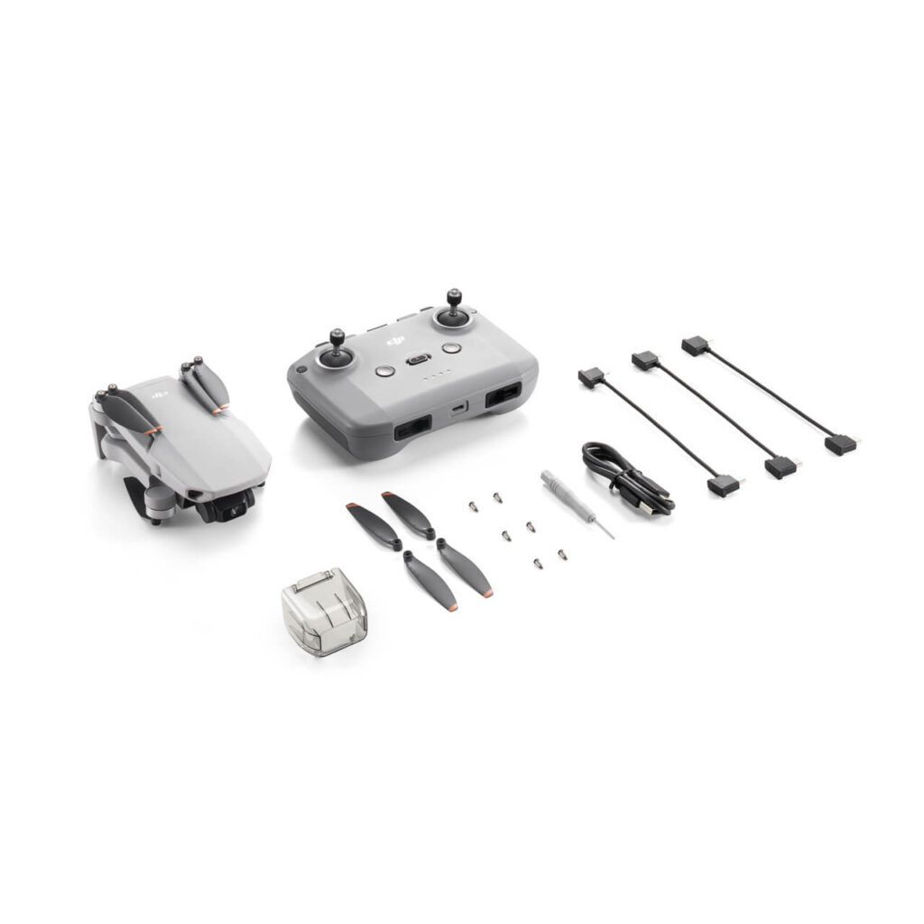 DJI Mini 4K (DJI RC-N1C) — kutudan çıkan tüm parçalar