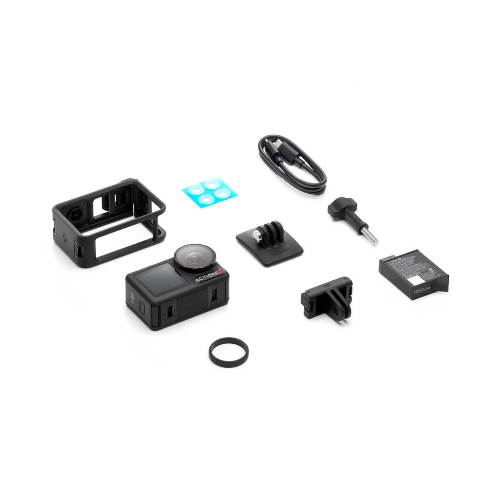 DJI Osmo Action 5 Pro — kutudan çıkan parçalar