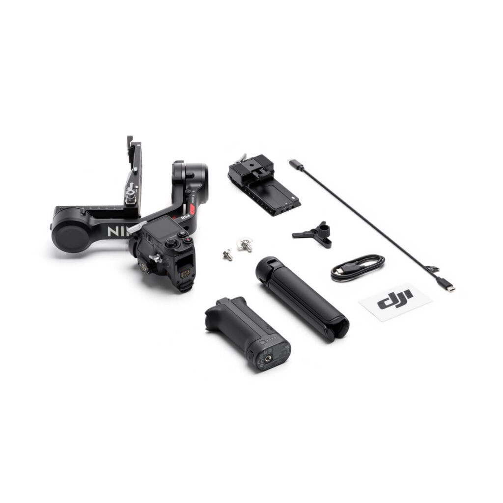 DJI RS 4 — kutudan çıkan tüm parçalar