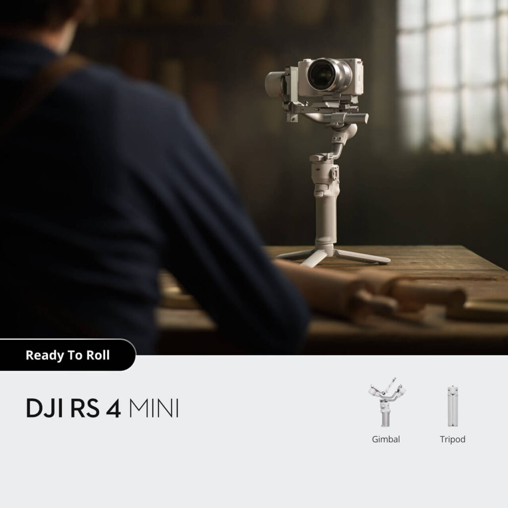 DJI RS 4 Mini — gimbal ve tripod ile kutudan çıkar çıkmaz çekime hazır