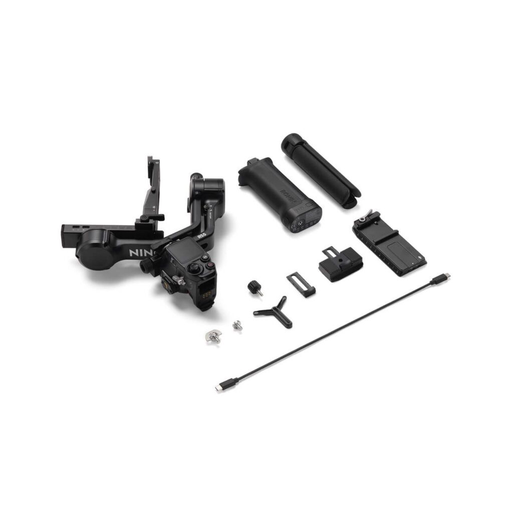 DJI RS 5 — kutudan çıkan tüm parçalar